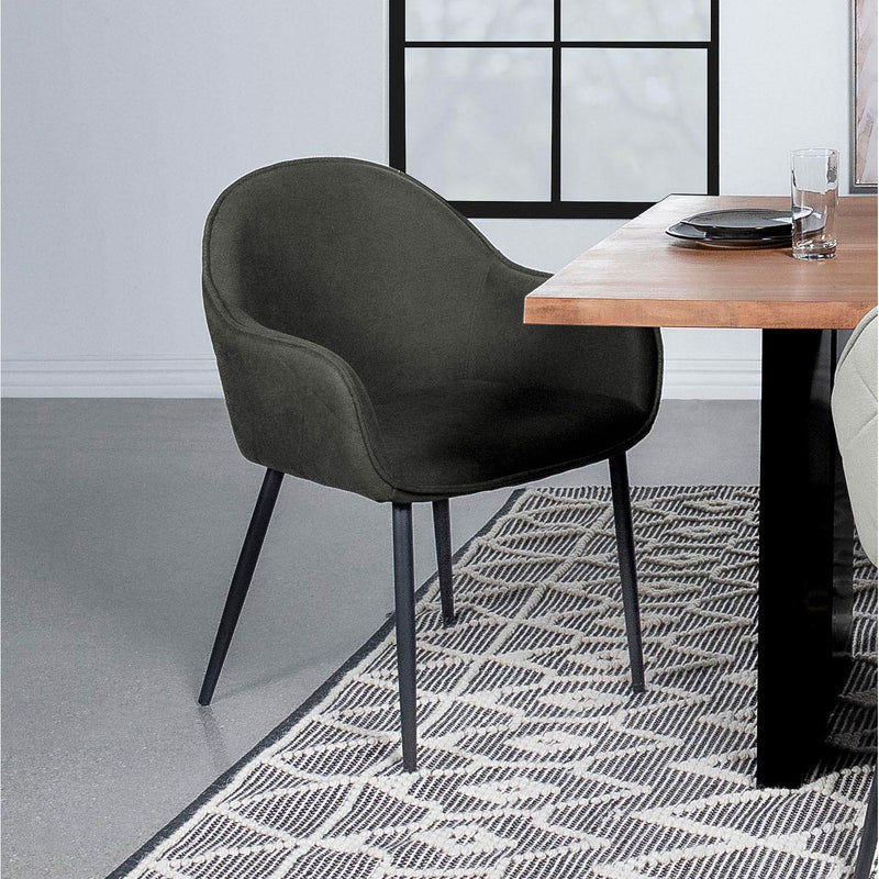  Coaster Furniture Emma 115593 Fabric Upholstered Dining Arm Chair - Charcoal IMAGE 2
