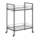  Coaster Furniture Curltis 181065 2-tier Rectangular Glass Shelf Metal Bar Cart - Black IMAGE 1