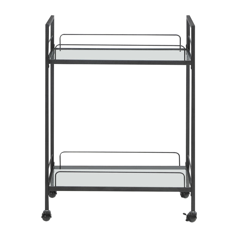 Coaster Furniture Curltis 181065 2-tier Rectangular Glass Shelf Metal Bar Cart - Black IMAGE 2