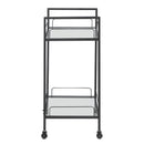  Coaster Furniture Curltis 181065 2-tier Rectangular Glass Shelf Metal Bar Cart - Black IMAGE 3