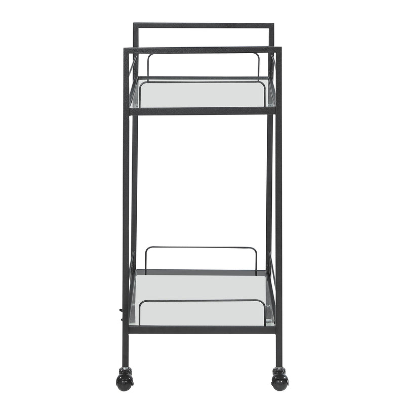  Coaster Furniture Curltis 181065 2-tier Rectangular Glass Shelf Metal Bar Cart - Black IMAGE 3
