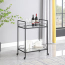  Coaster Furniture Curltis 181065 2-tier Rectangular Glass Shelf Metal Bar Cart - Black IMAGE 4