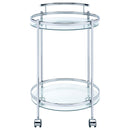  Coaster Furniture Chrissy 181367 Round Glass Shelf Metal Bar Cart - Chrome IMAGE 2