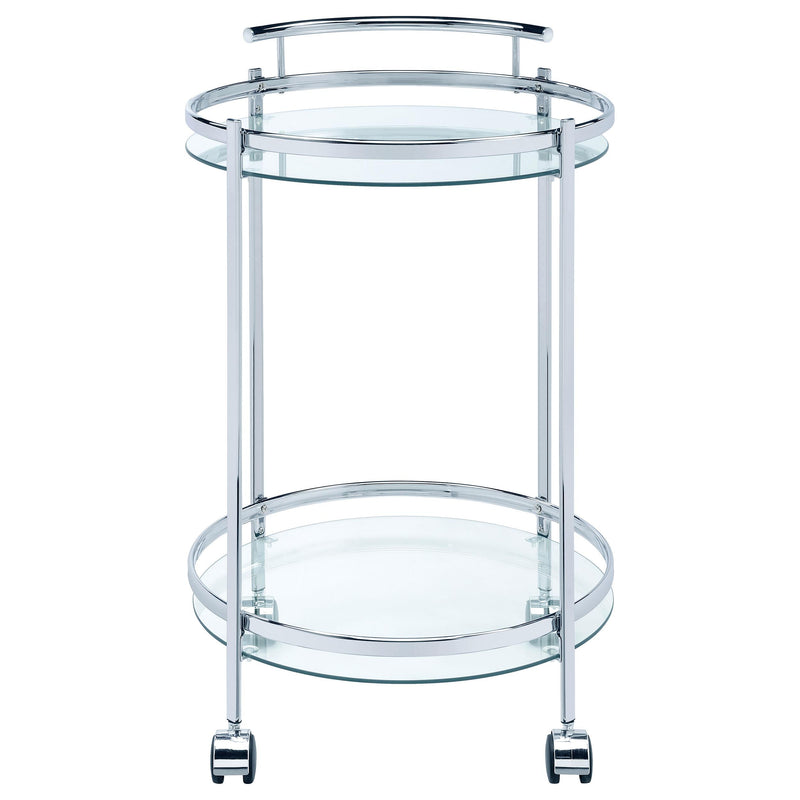  Coaster Furniture Chrissy 181367 Round Glass Shelf Metal Bar Cart - Chrome IMAGE 2