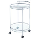  Coaster Furniture Chrissy 181367 Round Glass Shelf Metal Bar Cart - Chrome IMAGE 3