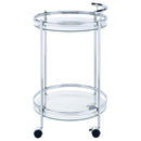  Coaster Furniture Chrissy 181367 Round Glass Shelf Metal Bar Cart - Chrome IMAGE 4