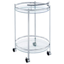  Coaster Furniture Chrissy 181367 Round Glass Shelf Metal Bar Cart - Chrome IMAGE 5