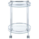 Coaster Furniture Chrissy 181367 Round Glass Shelf Metal Bar Cart - Chrome IMAGE 6