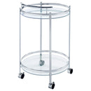  Coaster Furniture Chrissy 181367 Round Glass Shelf Metal Bar Cart - Chrome IMAGE 7