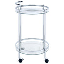  Coaster Furniture Chrissy 181367 Round Glass Shelf Metal Bar Cart - Chrome IMAGE 8