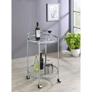  Coaster Furniture Chrissy 181367 Round Glass Shelf Metal Bar Cart - Chrome IMAGE 9