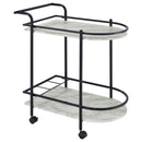  Coaster Furniture Desiree 181376 2-tier Faux Marble Shelf Metal Bar Cart - Black IMAGE 1