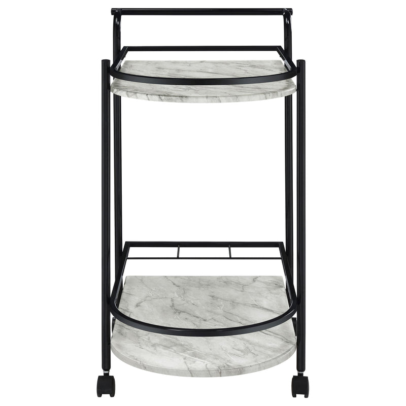  Coaster Furniture Desiree 181376 2-tier Faux Marble Shelf Metal Bar Cart - Black IMAGE 2
