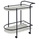  Coaster Furniture Desiree 181376 2-tier Faux Marble Shelf Metal Bar Cart - Black IMAGE 3