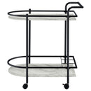  Coaster Furniture Desiree 181376 2-tier Faux Marble Shelf Metal Bar Cart - Black IMAGE 4