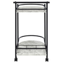  Coaster Furniture Desiree 181376 2-tier Faux Marble Shelf Metal Bar Cart - Black IMAGE 6