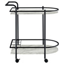  Coaster Furniture Desiree 181376 2-tier Faux Marble Shelf Metal Bar Cart - Black IMAGE 8