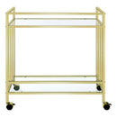  Coaster Furniture Cara 181381 2-tier Rectangular Glass Shelf Metal Bar Cart - Brass IMAGE 4