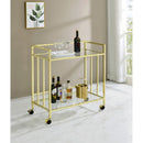  Coaster Furniture Cara 181381 2-tier Rectangular Glass Shelf Metal Bar Cart - Brass IMAGE 7