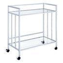  Coaster Furniture Cara 181382 2-tier Rectangular Glass Shelf Metal Bar Cart - Chrome IMAGE 1