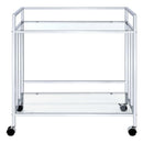  Coaster Furniture Cara 181382 2-tier Rectangular Glass Shelf Metal Bar Cart - Chrome IMAGE 2