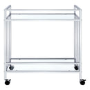  Coaster Furniture Cara 181382 2-tier Rectangular Glass Shelf Metal Bar Cart - Chrome IMAGE 4