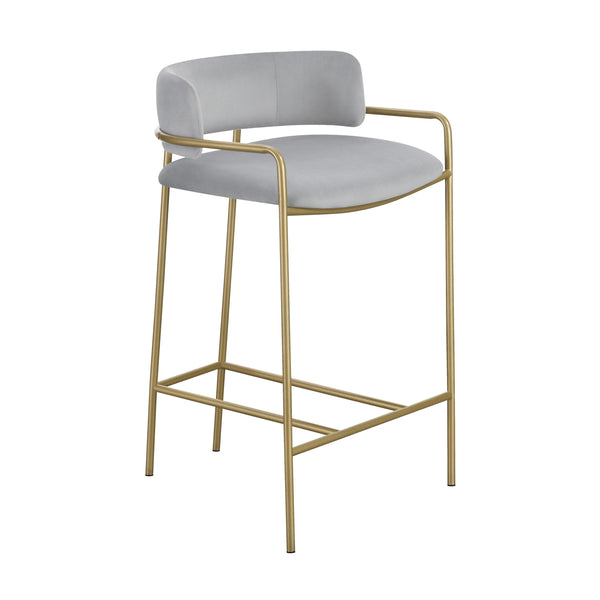  Coaster Furniture Comstock 182159 Upholstered Low Back Stool - Grey and Gold IMAGE 1