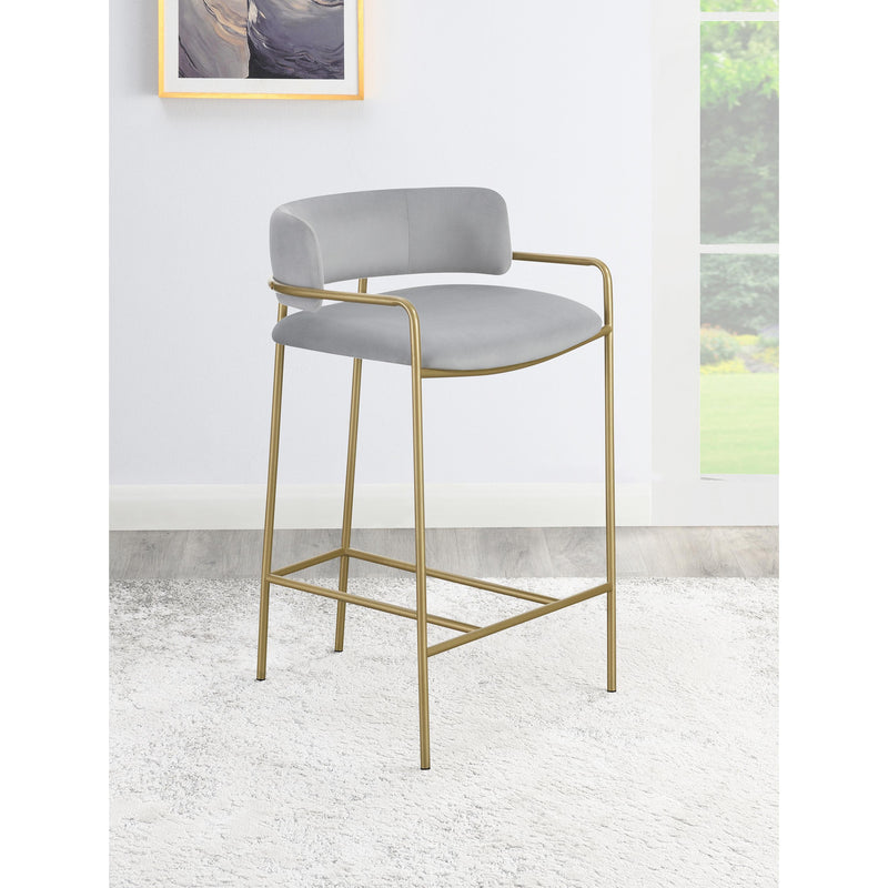  Coaster Furniture Comstock 182159 Upholstered Low Back Stool - Grey and Gold IMAGE 2