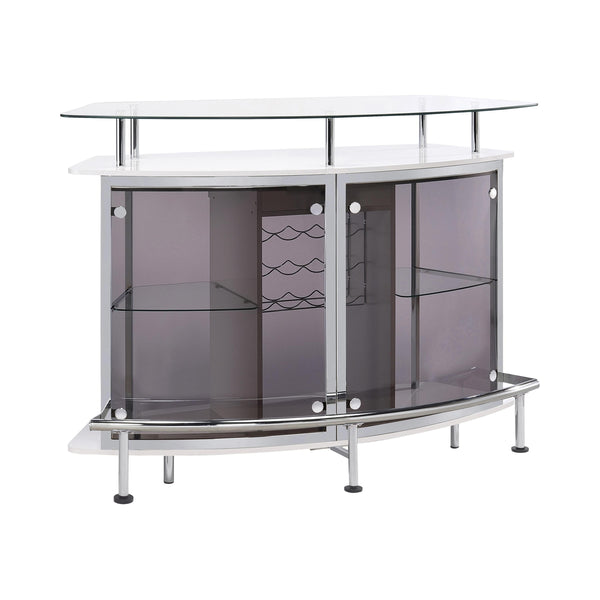  Coaster Furniture Gideon 182235 Curved Glass Top Home Bar Cabinet - White High Gloss IMAGE 1