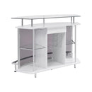  Coaster Furniture Gideon 182235 Curved Glass Top Home Bar Cabinet - White High Gloss IMAGE 2