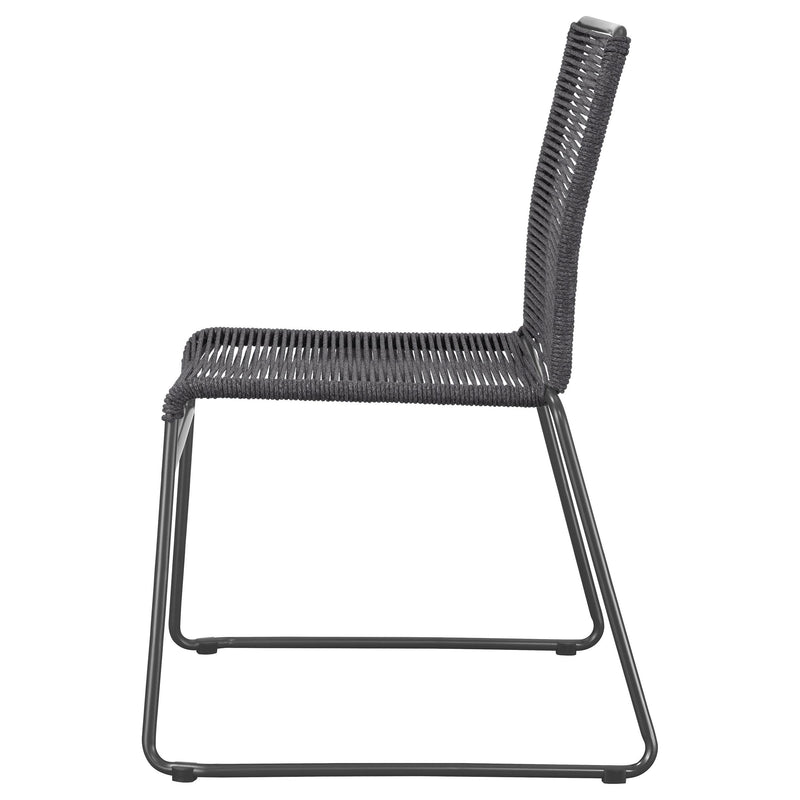  Coaster Furniture Jerome 192062 Woven Rope Stackable Side Chair - Charcoal IMAGE 4