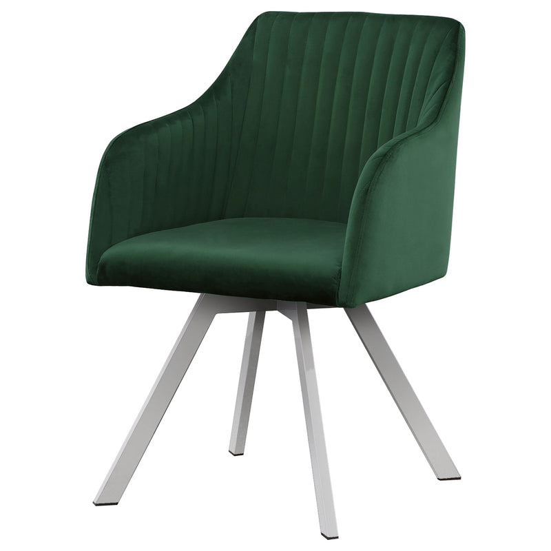  Coaster Furniture Arika 193372GRN Velvet Upholstered Swivel Dining Arm Chair - Green IMAGE 3