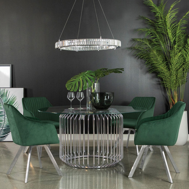  Coaster Furniture Arika 193372GRN Velvet Upholstered Swivel Dining Arm Chair - Green IMAGE 8