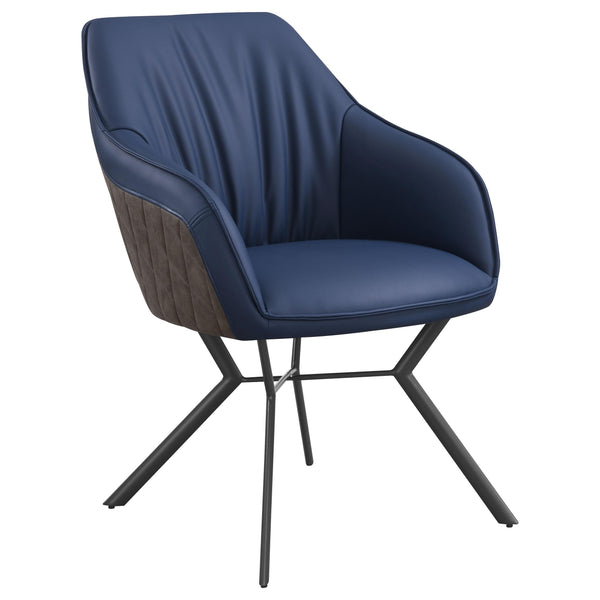  Coaster Furniture Mayer 193722 Upholstered Dining Arm Chair - Blue and Brown IMAGE 1