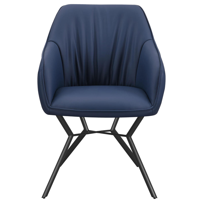  Coaster Furniture Mayer 193722 Upholstered Dining Arm Chair - Blue and Brown IMAGE 2