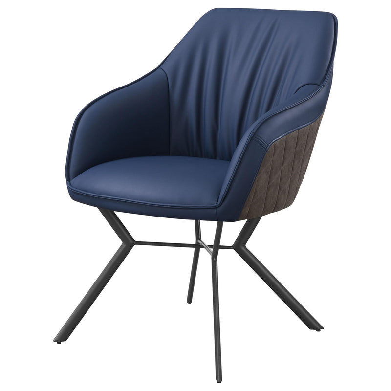  Coaster Furniture Mayer 193722 Upholstered Dining Arm Chair - Blue and Brown IMAGE 3