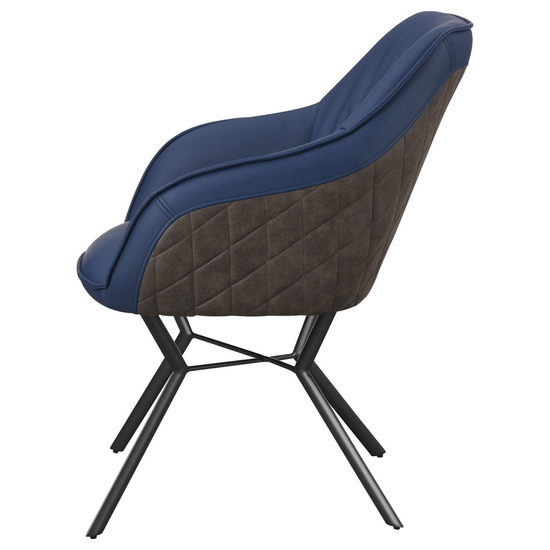  Coaster Furniture Mayer 193722 Upholstered Dining Arm Chair - Blue and Brown IMAGE 4