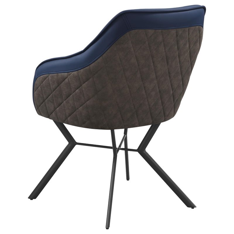  Coaster Furniture Mayer 193722 Upholstered Dining Arm Chair - Blue and Brown IMAGE 5