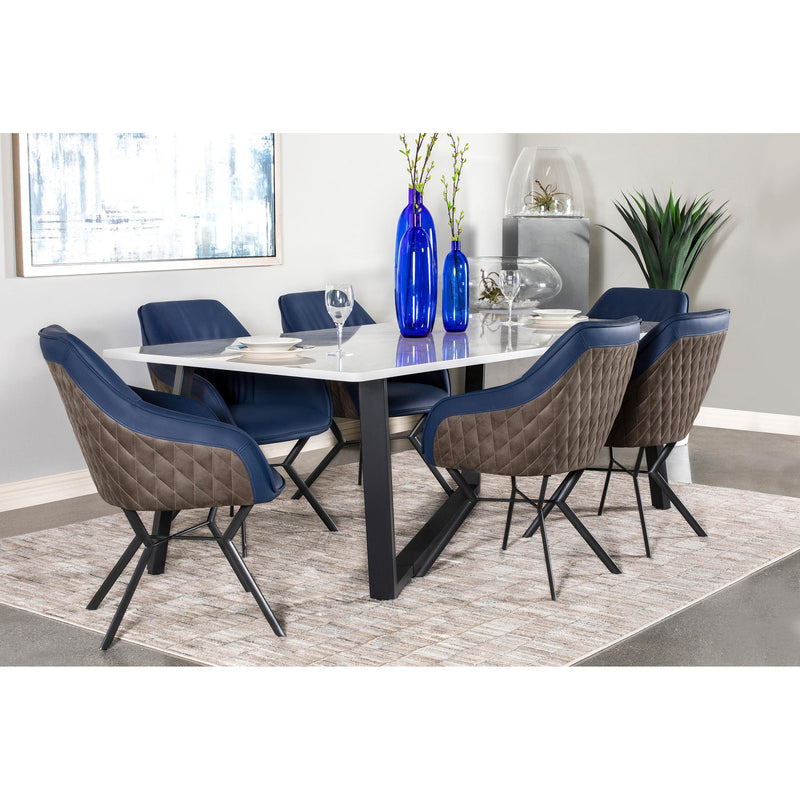  Coaster Furniture Mayer 193722 Upholstered Dining Arm Chair - Blue and Brown IMAGE 9