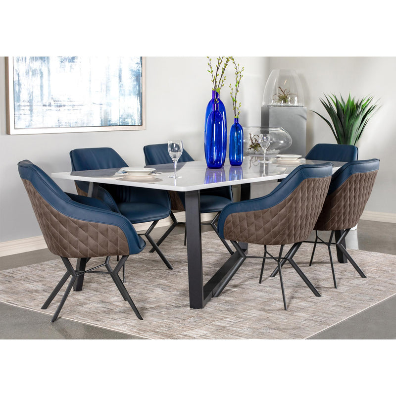  Coaster Furniture Mayer 193781 Rectangular 87-inch Faux Marble Dining Table - White IMAGE 2