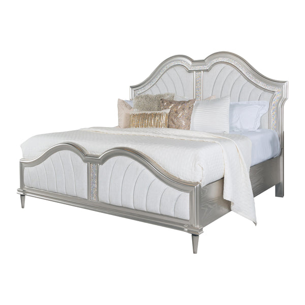  Coaster Furniture Evangeline 223391Q Wood Queen LED Panel Bed - Silver Oak IMAGE 1