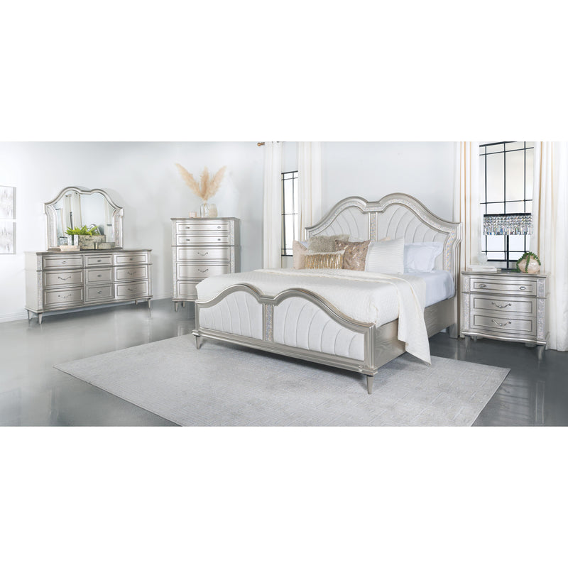 Coaster Furniture Evangeline 223391Q Wood Queen LED Panel Bed - Silver Oak IMAGE 2
