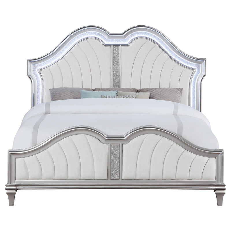  Coaster Furniture Evangeline 223391Q Wood Queen LED Panel Bed - Silver Oak IMAGE 3