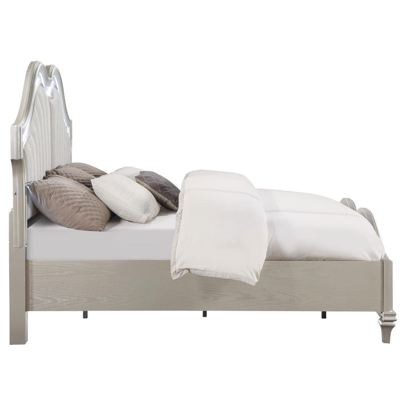  Coaster Furniture Evangeline 223391Q Wood Queen LED Panel Bed - Silver Oak IMAGE 4