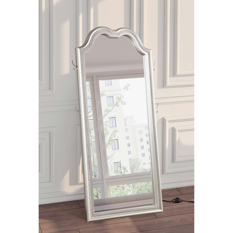  Coaster Furniture Evangeline 223400 Full Length LED Light Floor Mirror - Silver Oak IMAGE 2