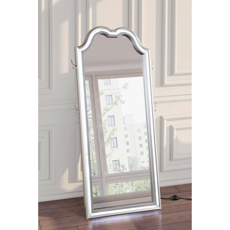  Coaster Furniture Evangeline 223400 Full Length LED Light Floor Mirror - Silver Oak IMAGE 3