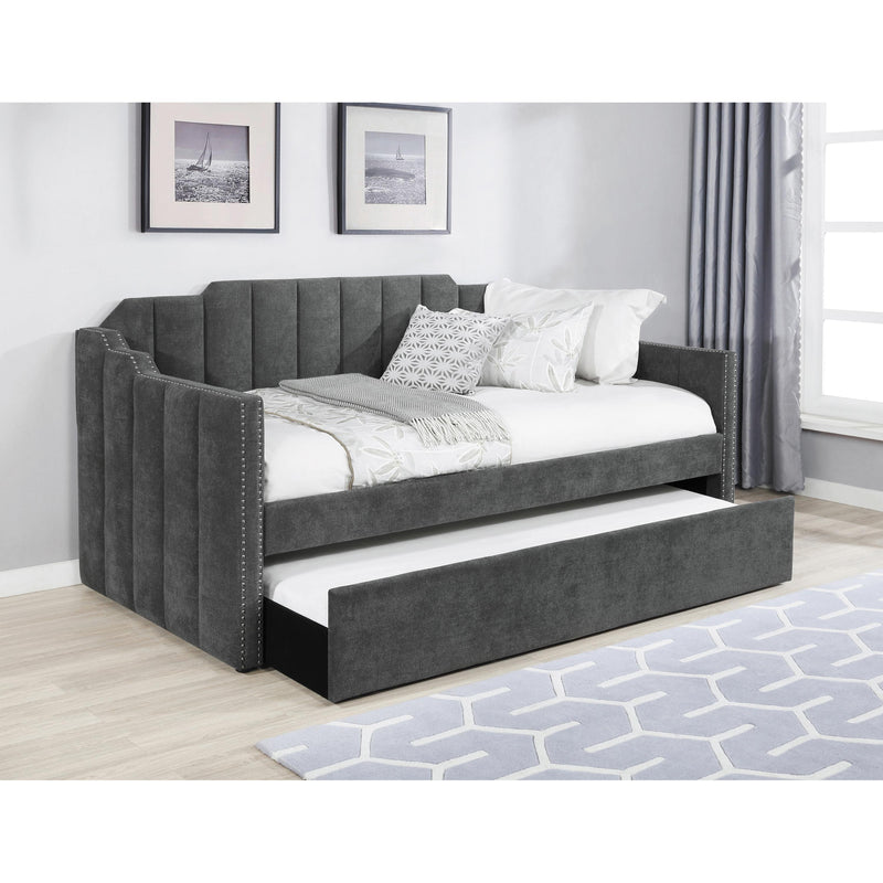 Coaster Furniture Kingston 315962 Upholstered Twin Daybed with Trundle - Charcoal IMAGE 2