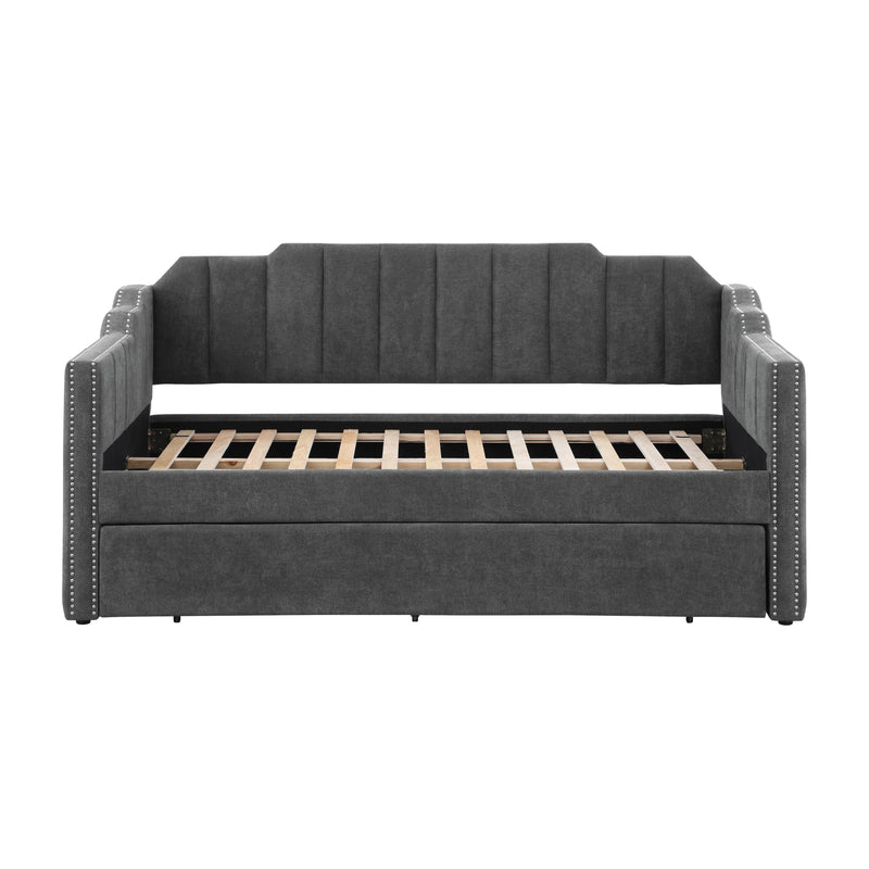  Coaster Furniture Kingston 315962 Upholstered Twin Daybed with Trundle - Charcoal IMAGE 4