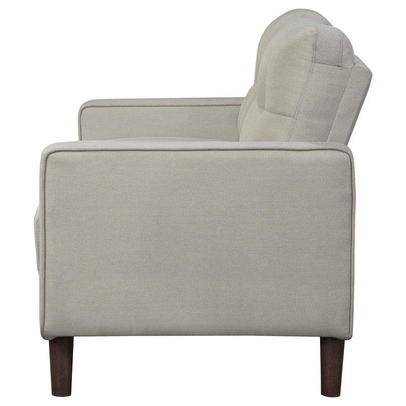  Coaster Furniture Bowen 506786 Upholstered Track Arm Tufted Loveseat - Beige IMAGE 4