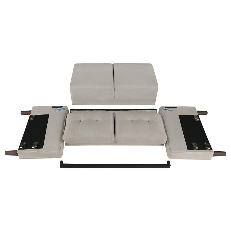  Coaster Furniture Bowen 506786 Upholstered Track Arm Tufted Loveseat - Beige IMAGE 8